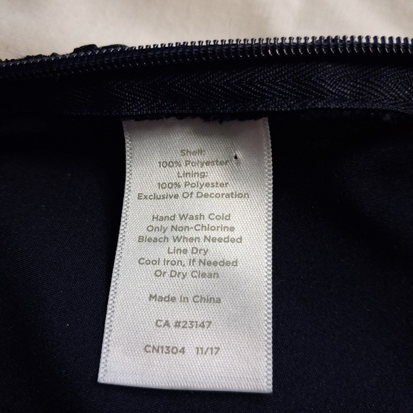 Talbots RSVP Size Large Lace Eyelet Bell Sleeve Navy Blue Popover Top Whimsical - Picture 8 of 13